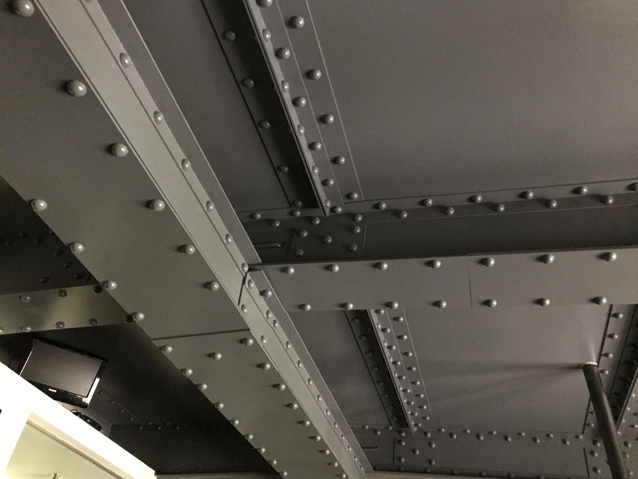 Residential ceiling with industrial steel channels
