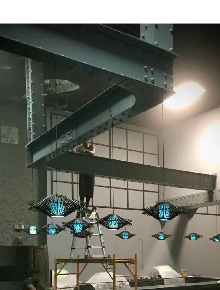 Industrial steel bars on ceiling