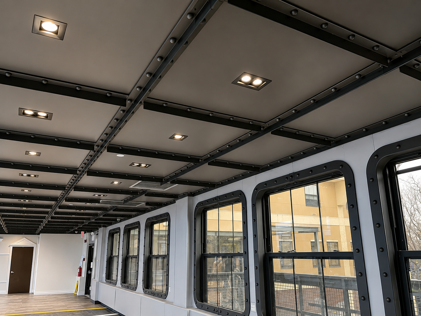 Riveted T-bars installed on standard ceiling grids